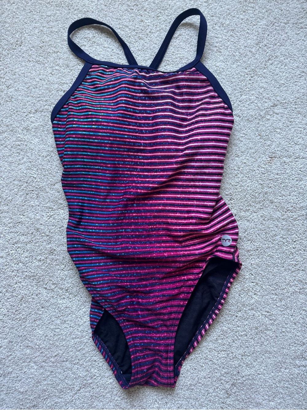 TYR Women’s' Navy, Pink & Purple Striped One-Piece Swimsuit - NWOT Never Worn